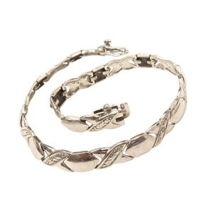 VINTAGE XO STERLING SILVER CRISS CROSS‎ BRAID BRACELET SIGNED FAS 925 7-1/2"